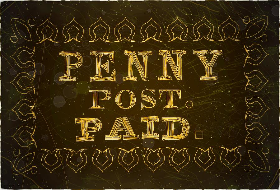 1849 Boston Mass Carrier Penny Post - 3LB2 - Dirt Brown Yellow - Mail Art Post Digital Art by Fred Larucci