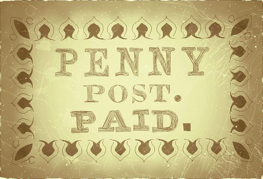 1849 Boston Mass Carrier Penny Post - 3LB2 - Ghost Town Yellow - Mail Art Post Digital Art by Fred Larucci