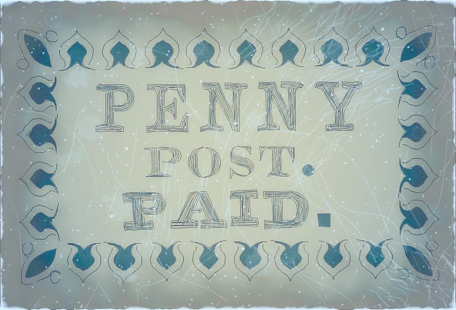 1849 Boston Mass Carrier Penny Post - 3LB2 - Gray Blue - Mail Art Post Digital Art by Fred Larucci