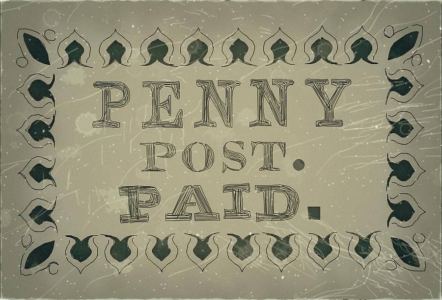 1849 Boston Mass Carrier Penny Post - 3LB2 - Gray Indigo Blue - Mail Art Post Digital Art by Fred Larucci