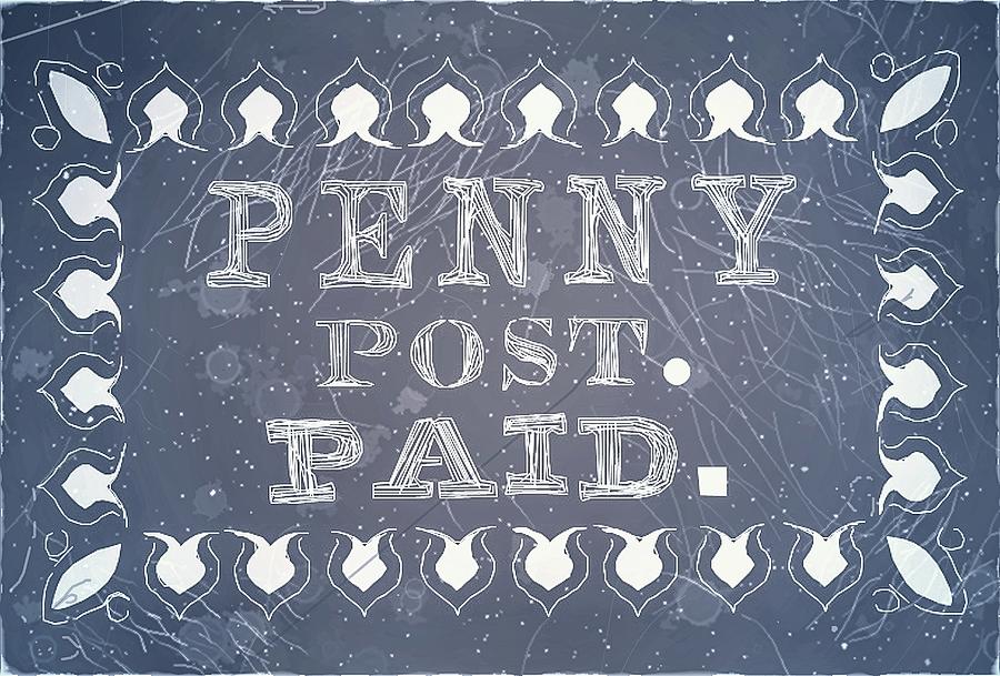 1849 Boston Mass Carrier Penny Post - 3LB2 - Milky Blue - Mail Art Post Digital Art by Fred Larucci