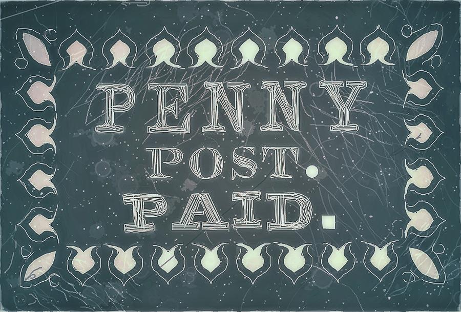 1849 Boston Mass Carrier Penny Post - 3LB2 - Navy Blue - Mail Art Post Digital Art by Fred Larucci