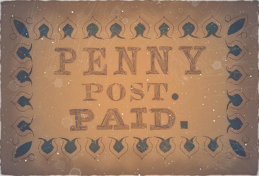 1849 Boston Mass Carrier Penny Post - 3LB2 - Sunset Edition - Mail Art Post Digital Art by Fred Larucci