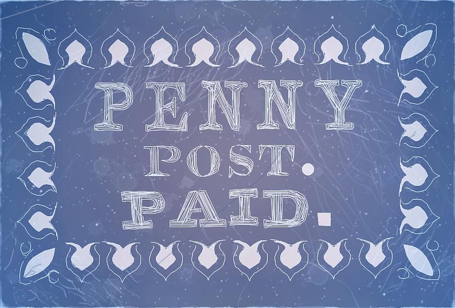 1849 Boston Mass Carrier Penny Post - 3LB2 - White Blue - Mail Art Post Digital Art by Fred Larucci