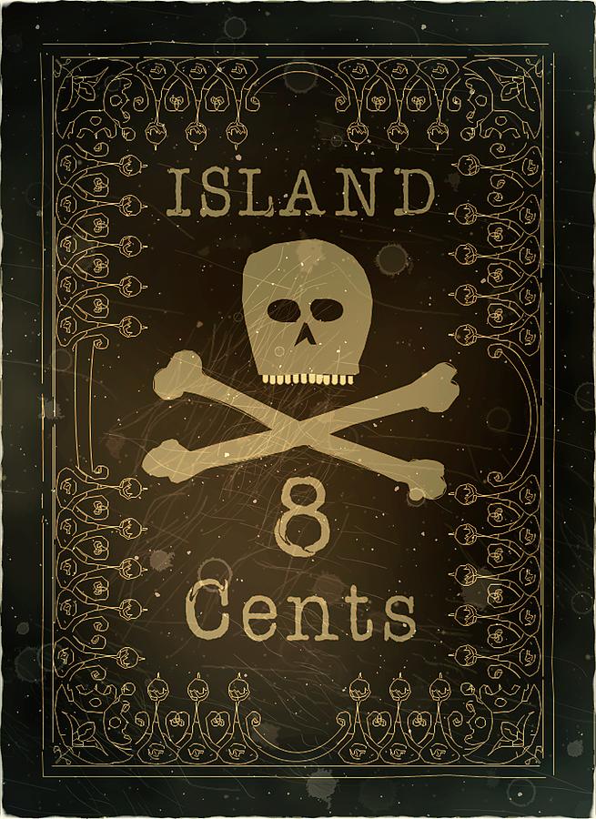 1853 Hawaiian Islands - Skull and Crossbones 8 Cts. Chocolate - Mail Art Post Digital Art by Fred Larucci