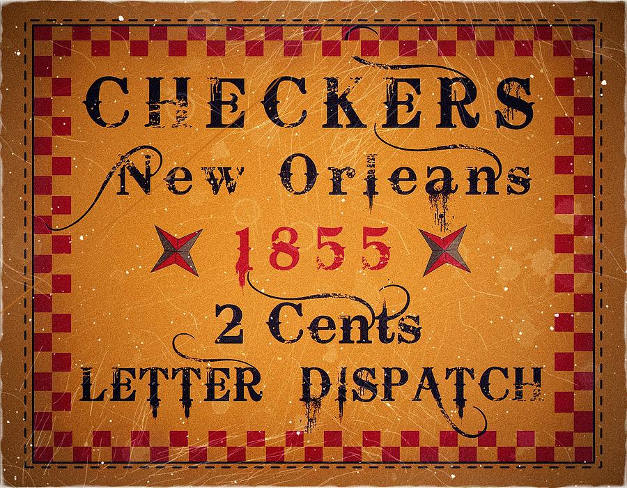 1855 Checkers - New Orleans 2cts. Local Postage - Mail Art Post Digital Art by Fred Larucci