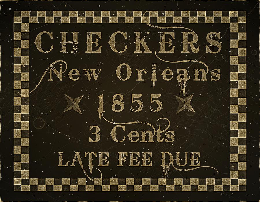 1855 Checkers - New Orleans 3cts. LATE FEE DUE - Mail Art Post Digital Art by Fred Larucci