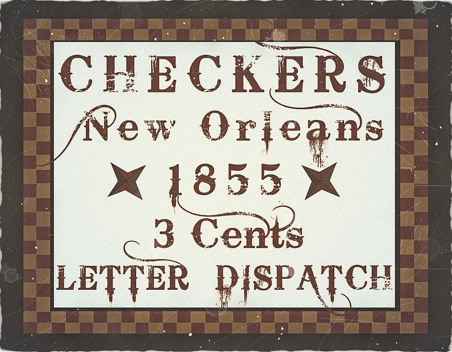 1855 Checkers - New Orleans 3cts. Local Postage - Mail Art Post Digital Art by Fred Larucci