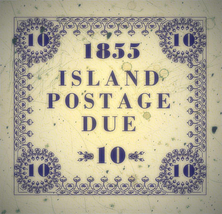 1855 Hawaii Missionary Postage Due - 10cts. Dark Blue Edition - Mail Art Post Digital Art by Fred Larucci