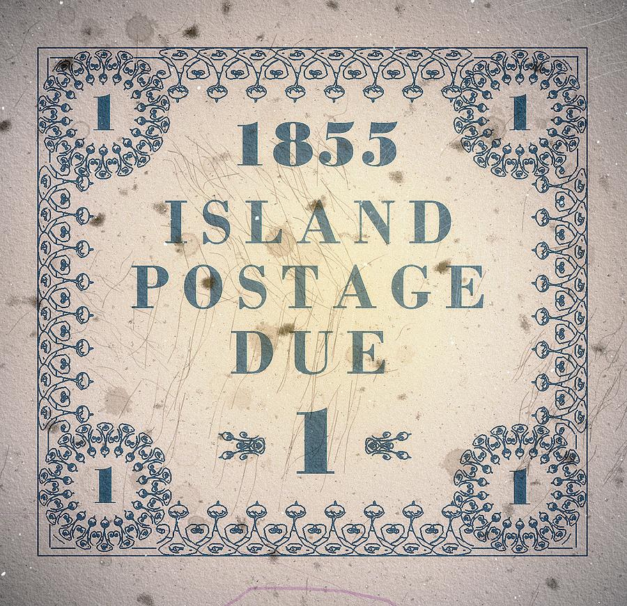 1855 Hawaii Missionary Postage Due - 1ct. Lt. Navy Blue Edition - Mail Art Post Digital Art by Fred Larucci