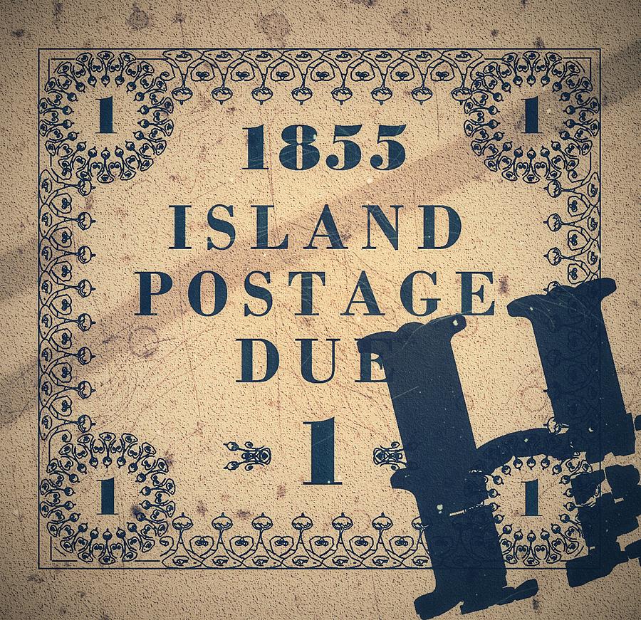 1855 Hawaii Missionary Postage Due - 1ct. Navy Blue Edition - Mail Art Post Digital Art by Fred Larucci