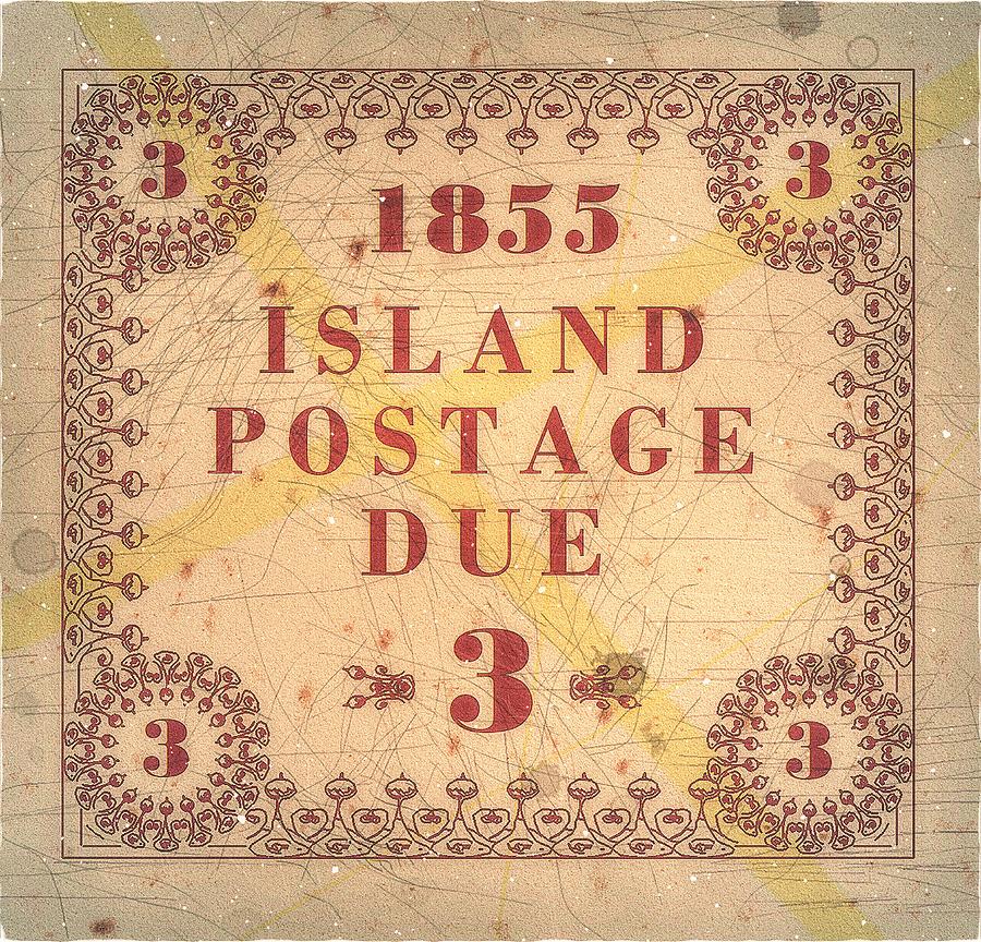 1855 Hawaii Missionary Postage Due - 3Cts. Lake Edition - Mail Art Post Digital Art by Fred Larucci