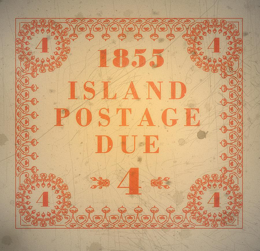 1855 Hawaii Missionary Postage Due - 4Cts. Dull Orange Edition - Mail Art Post Digital Art by Fred Larucci