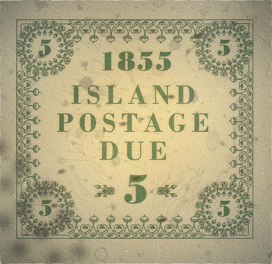 1855 Hawaii Missionary Postage Due - 5Cts. Gray Green Edition - Mail Art Post Digital Art by Fred Larucci