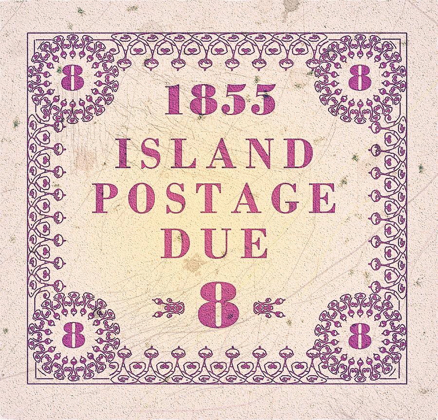 1855 Hawaii Missionary Postage Due - 8Cts. Pink Lilac Edition - Mail Art Post Digital Art by Fred Larucci