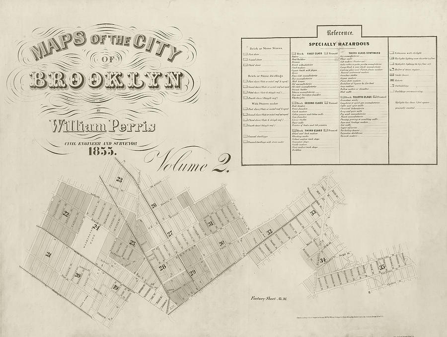 1855 Historical Map of Brooklyn New York in Sepia Photograph by Toby McGuire
