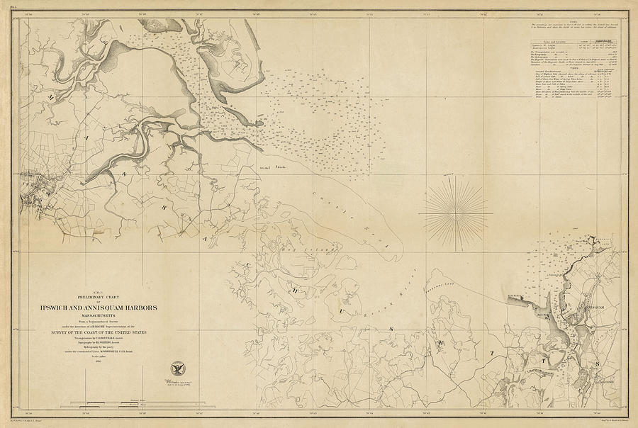 1855 Ipswich Massachusetts Historical Map of Ipswich Massachusetts Sepia Photograph by Toby McGuire
