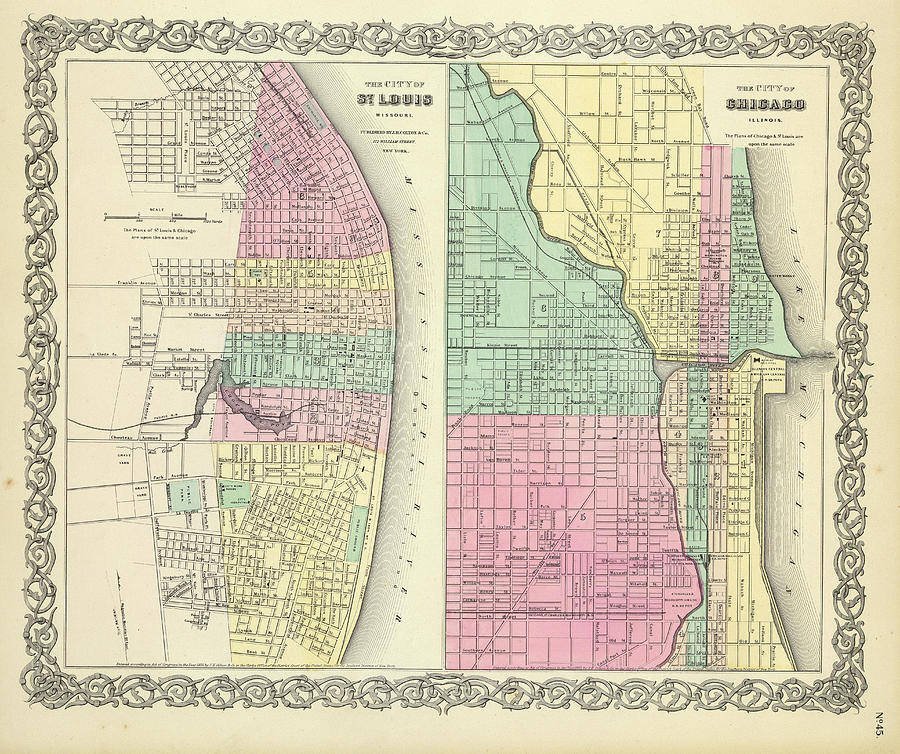 1856 Chicago St. Louis Drawing By Timeless Geo Maps - Fine Art America