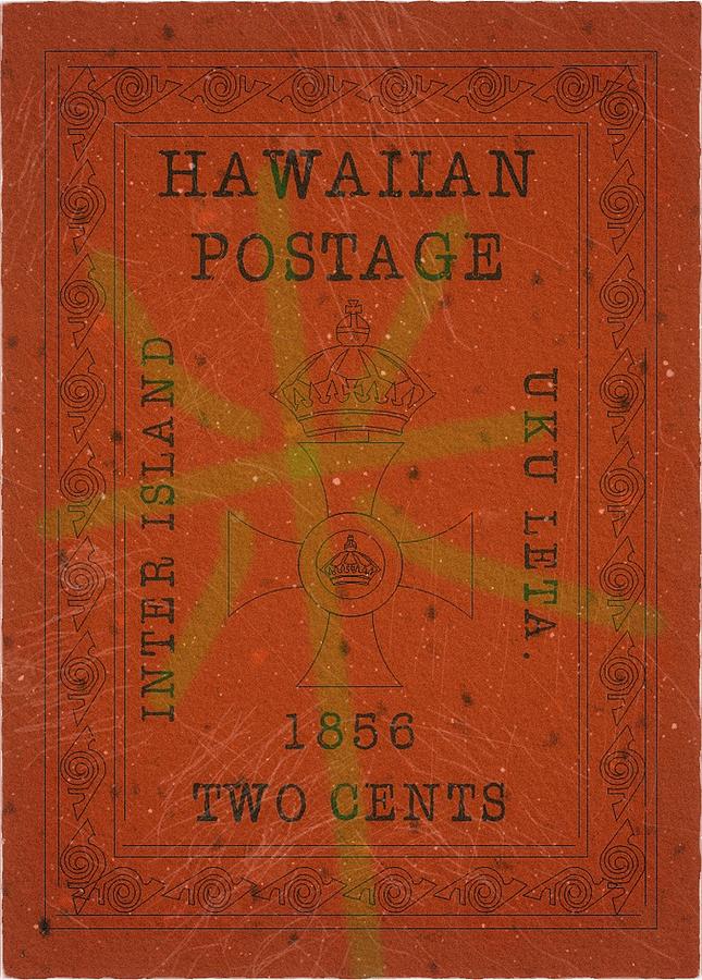 1856 Hawaii - Cross and Crown - 2cts. Dark Vermilion - Mail Art Post Digital Art by Fred Larucci