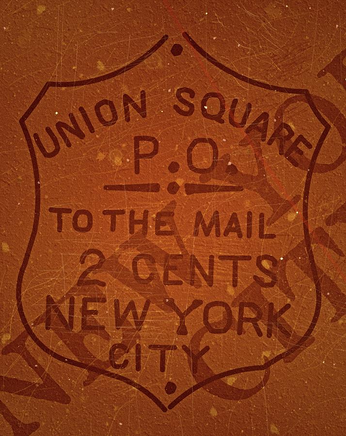 1856 Union Square Post Office New York City - 2cts. Rust Red - Mail Artpost Digital Art by Fred Larucci