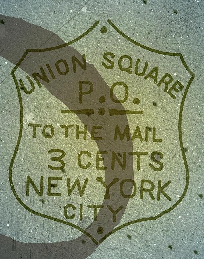 1856 Union Square Post Office New York City - 3cts. Green Blue - Mail Artpost Digital Art by Fred Larucci