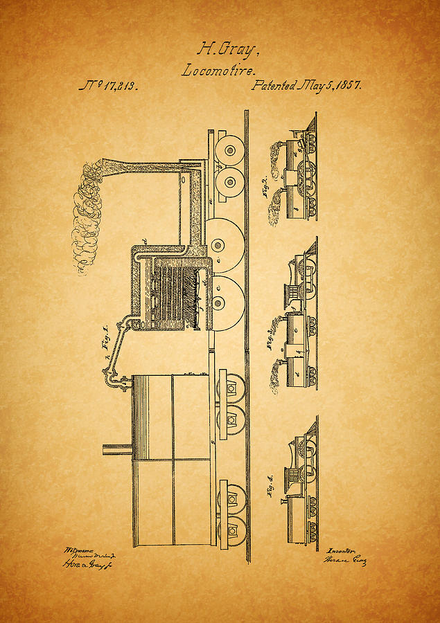 1857 Locomotive Patent Drawing By Dan Sproul 