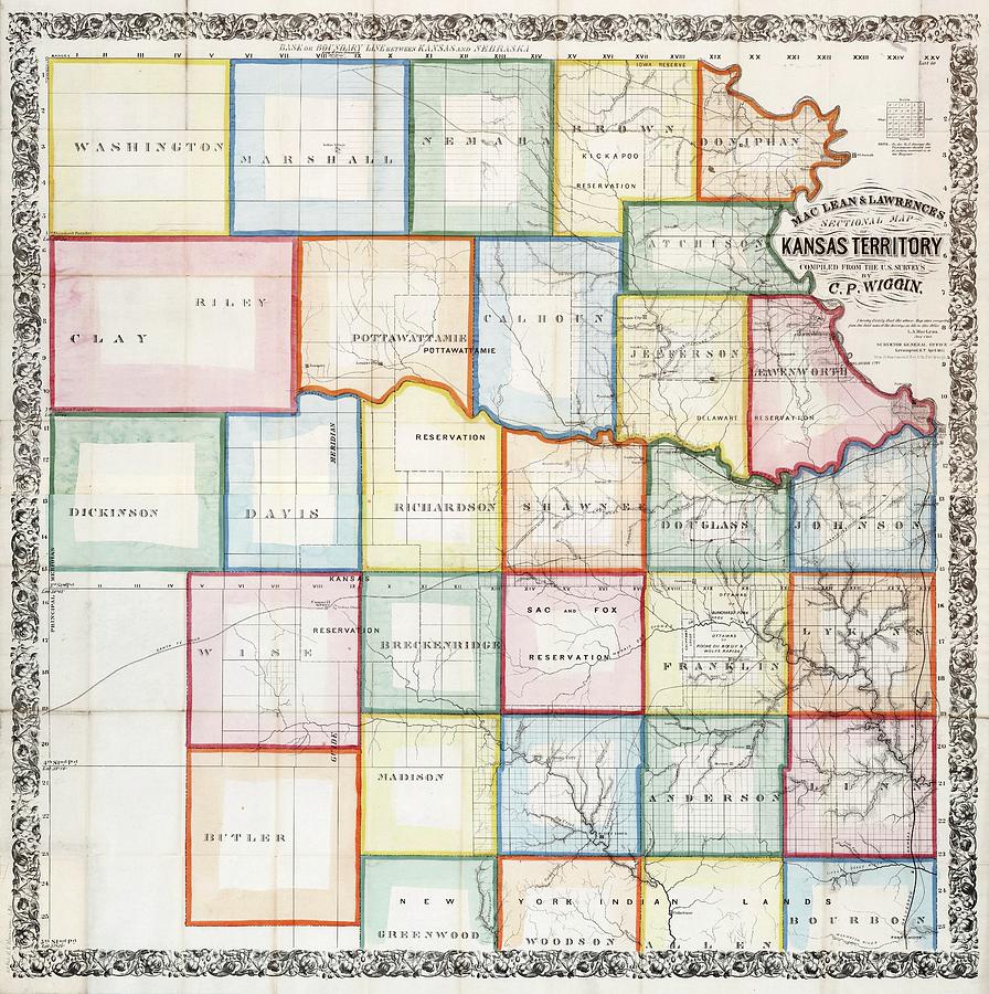 1857 map of Kansas Painting by Timeless Images Archive - Fine Art America