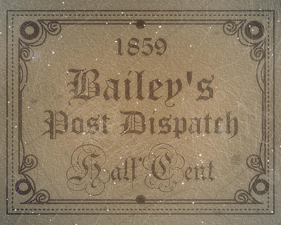 1859 Baileys Post Dispatch Stamp - Half Cent - Gray - Mail Art Post Digital Art by Fred Larucci