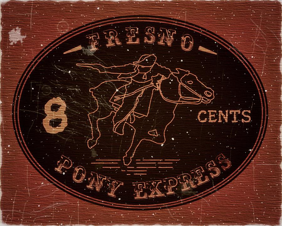 1860 Fresno Pony Express - 8cts. Red Wood Edition - Mail Art Post Digital Art by Fred Larucci