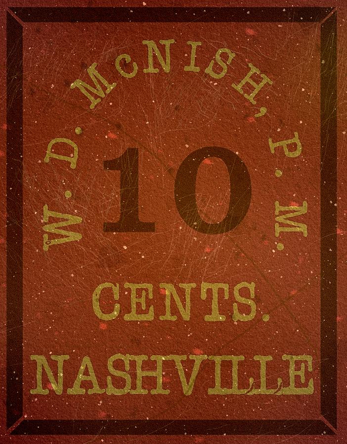 1861 CSA - Confederate States Nashville Provisional - Local Post - 10cts. Brick Red - Mail Art Digital Art by Fred Larucci