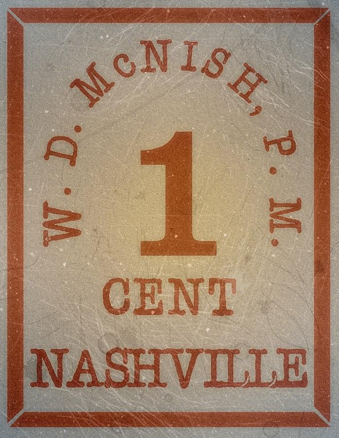 1861 CSA - Confederate States Nashville Provisional - Local Post - 1ct. Red Gray - Mail Art Digital Art by Fred Larucci