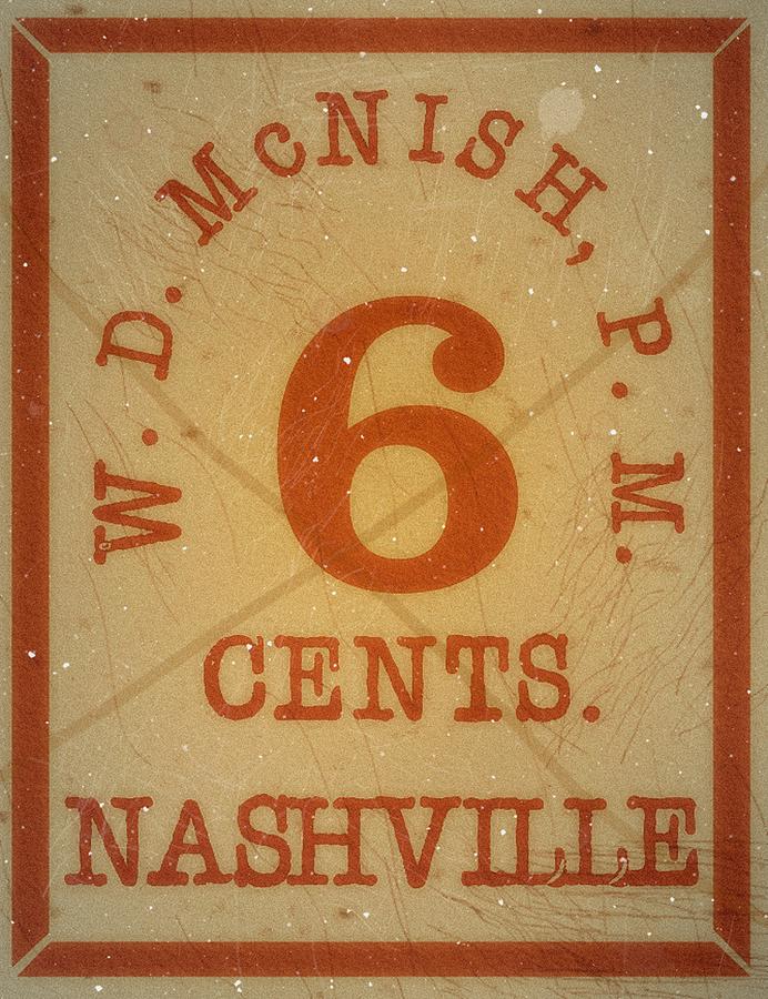 1861 CSA - Confederate States Nashville Provisional - Local Post - 6cts. Vermilion - Mail Art Digital Art by Fred Larucci