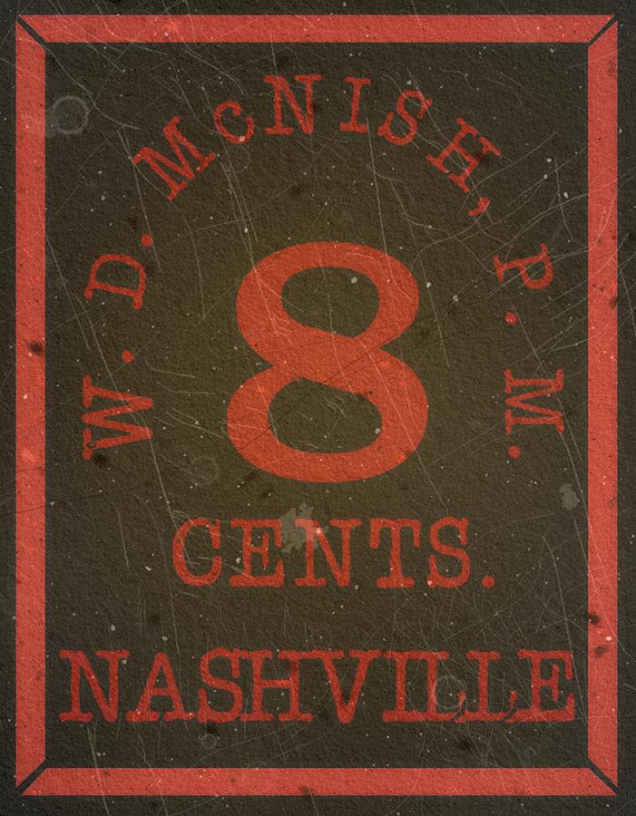 1861 CSA - Confederate States Nashville Provisional - Local Post - 8cts. Black Red - Mail Art Digital Art by Fred Larucci