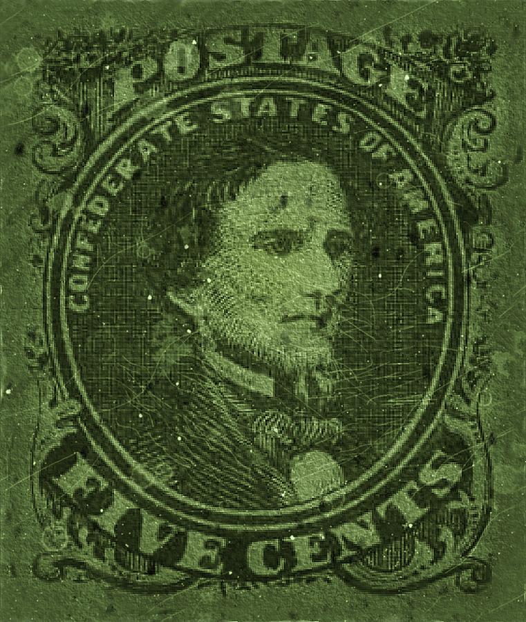 1861 CSA Confederate States No.1 - 5cts. Dark Green - Mail Art Digital Art by Fred Larucci