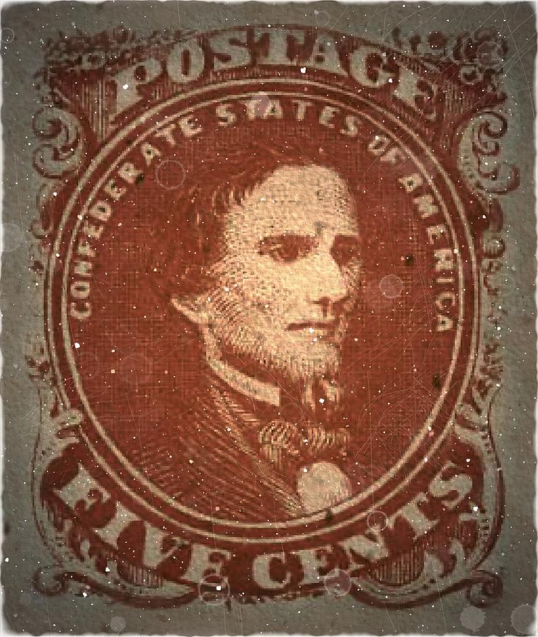 1861 CSA Confederate States No.1 - 5cts. Dark Vermilion - Mail Art Digital Art by Fred Larucci