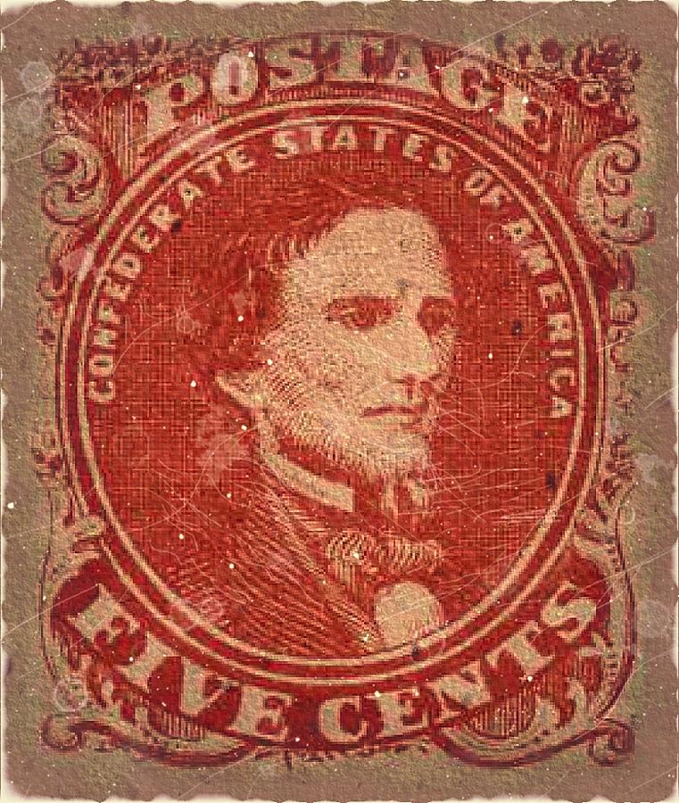 1861 CSA Confederate States No.1 - 5cts. Vermilion - Mail Art Digital Art by Fred Larucci