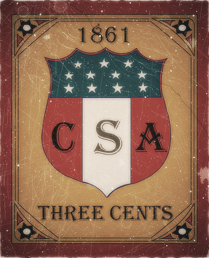 1861 CSA Confederate States Shield - 3cts. - Mail Art Digital Art by Fred Larucci