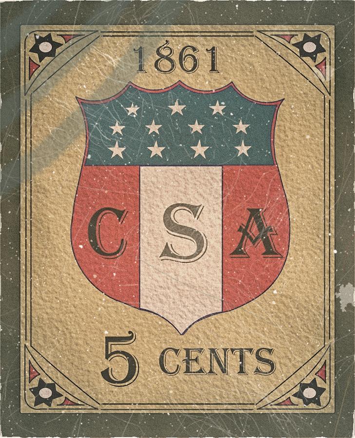 1861 CSA Confederate States Shield - 5cts. - Mail Art Digital Art by Fred Larucci
