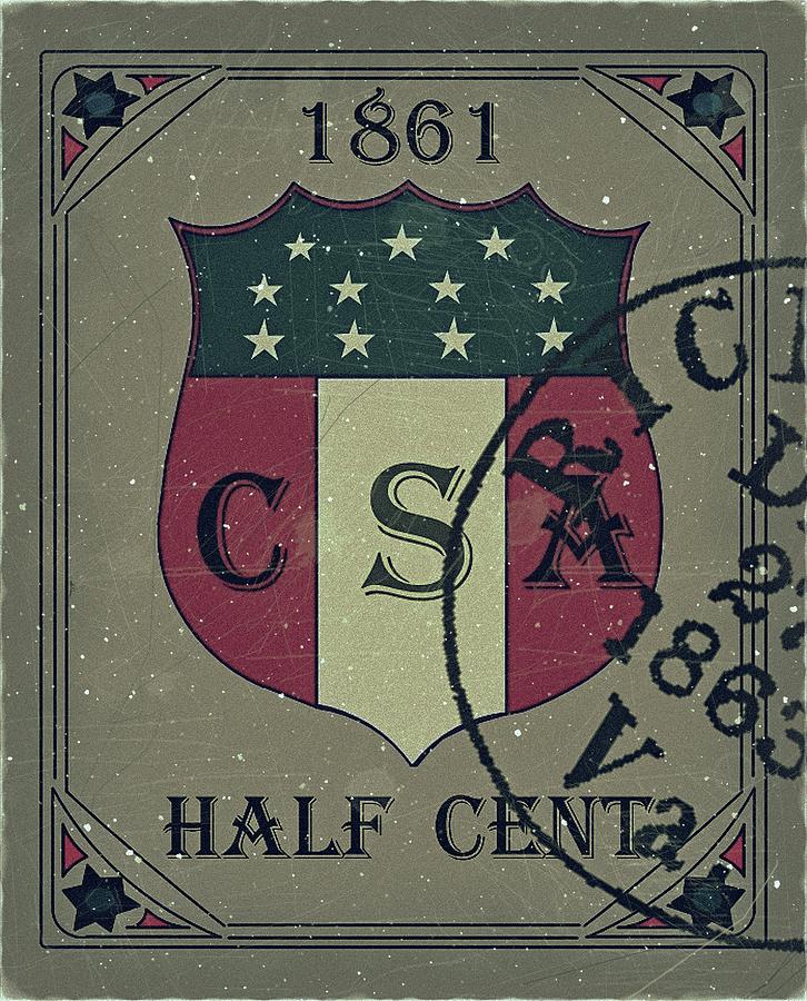 1861 CSA Confederate States Shield - Half Cent - Mail Art Digital Art by Fred Larucci