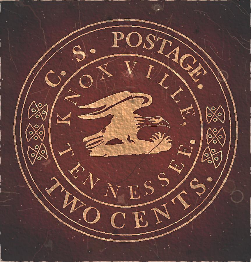 1861 - C.S.A. Knoxville Tennessee Provisional - 2ct. Blood Red Edition - Mail Art Post Digital Art by Fred Larucci