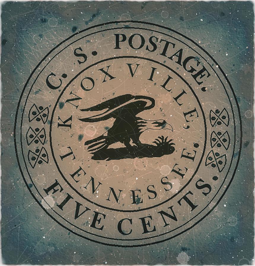 1861 - C.S.A. Knoxville Tennessee Provisional - 5ct. Stormy Blue Edition - Mail Art Post Digital Art by Fred Larucci