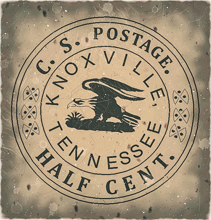 1861 - C.S.A. Knoxville Tennessee Provisional - Half Cent Gray Edition - Mail Art Post Digital Art by Fred Larucci