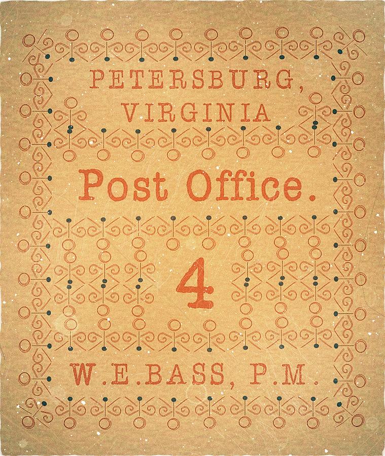 1861 Petersburg, VA P.O. W.E.Bass, PM 4ct Orange - Mail Art Post Digital Art by Fred Larucci