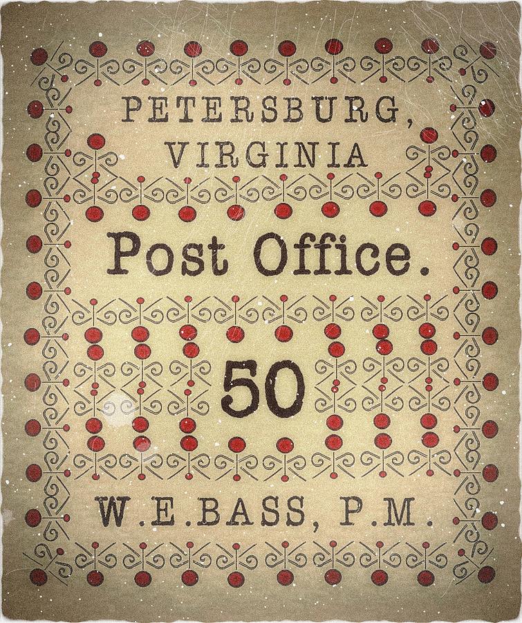 1861 Petersburg, VA P.O. W.E.Bass, PM 50cts.Gray-Red - Mail Art Post Digital Art by Fred Larucci