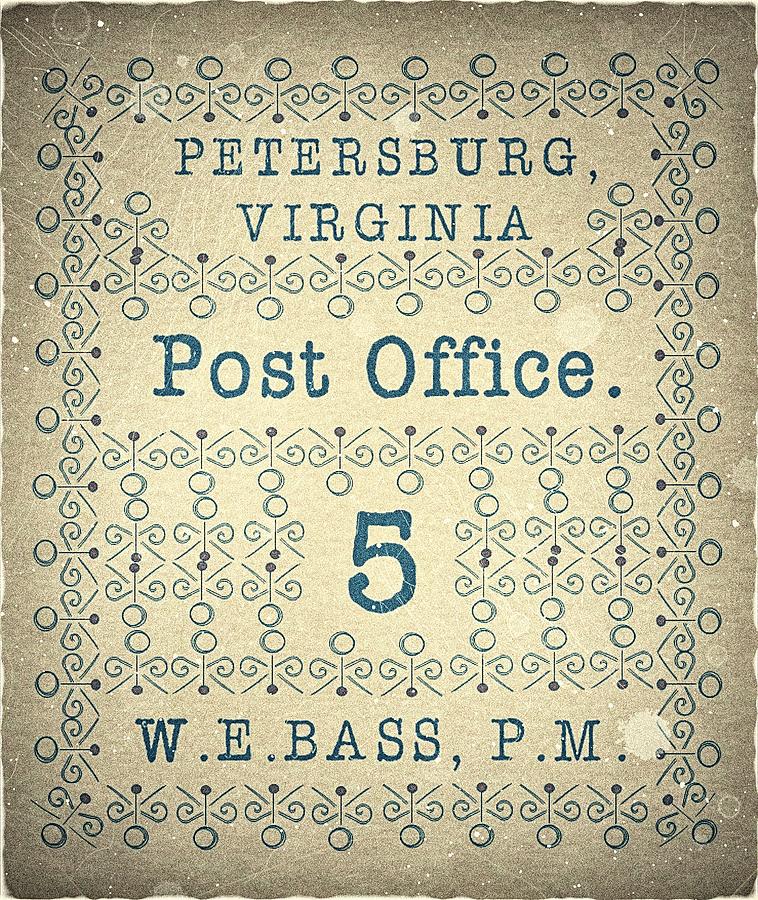 1861 Petersburg, VA P.O. W.E.Bass, PM 5cts.Blue - Mail Art Post Digital Art by Fred Larucci