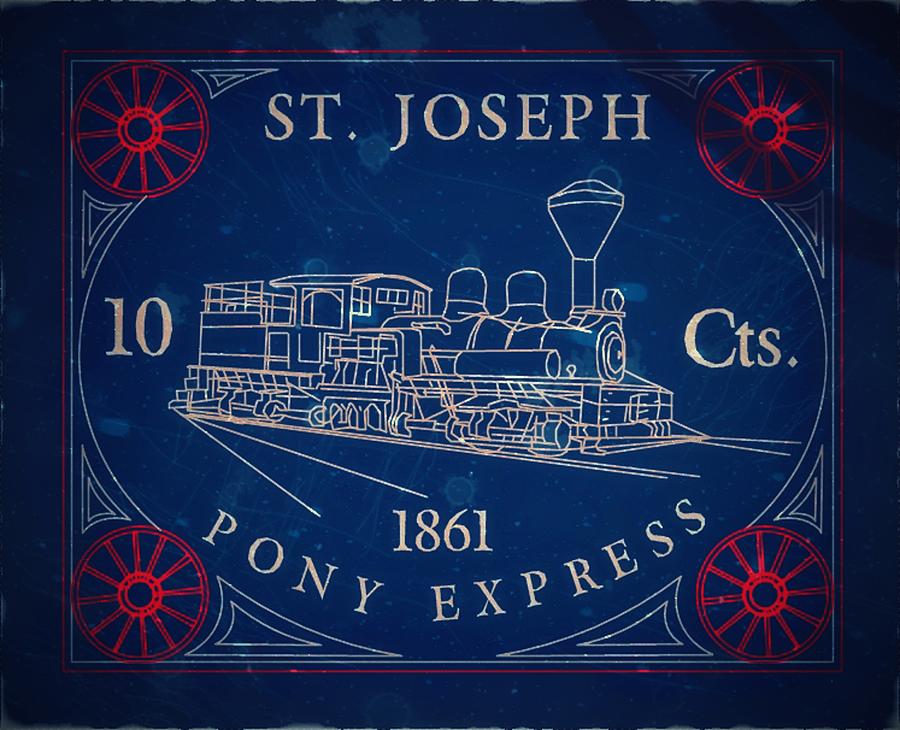 1861 St. Joseph Pony Express - 10ct. Bullseye Postmark - Mail Art Post Digital Art by Fred Larucci
