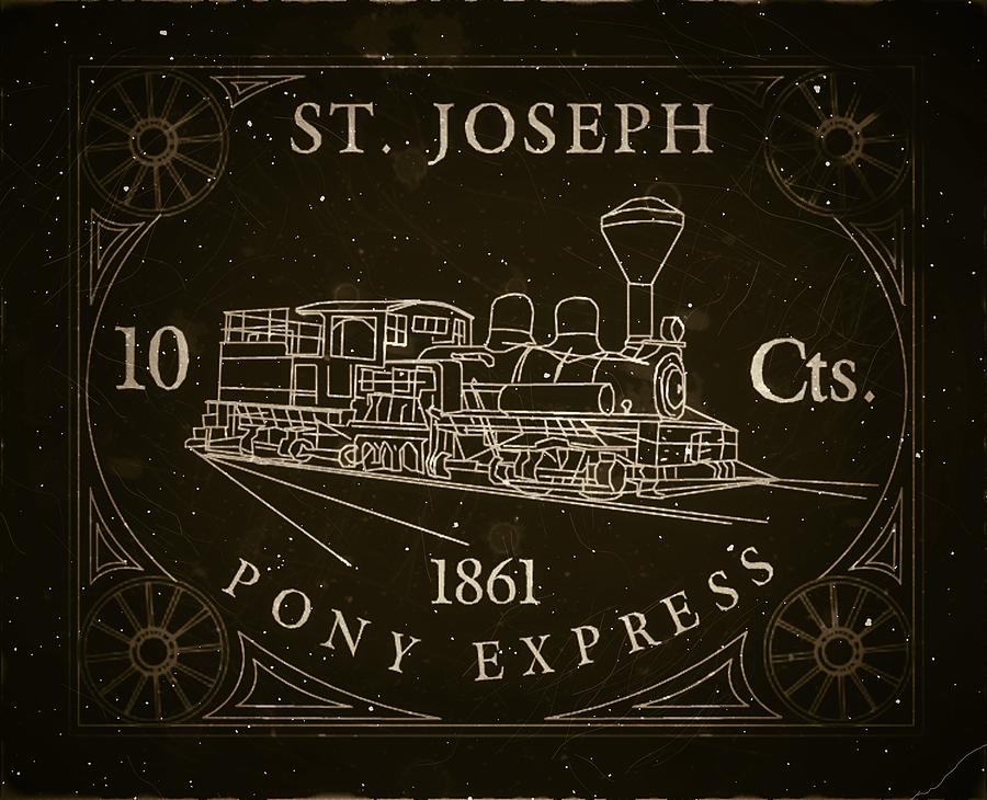 1861 St. Joseph Pony Express - 10ct. Midnight Black - Mail Art Post Digital Art by Fred Larucci
