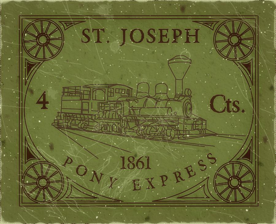 1861 St. Joseph Pony Express - Four Cents - Mail Art Post Digital Art by Fred Larucci