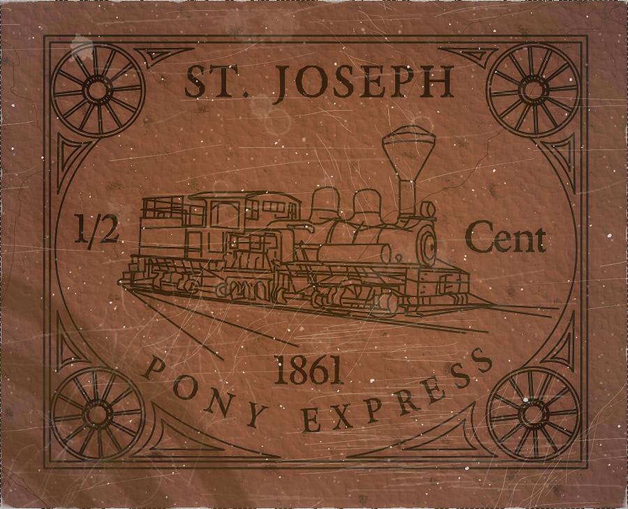 1861 St. Joseph Pony Express - Half Cent - Mail Art Post Digital Art by Fred Larucci