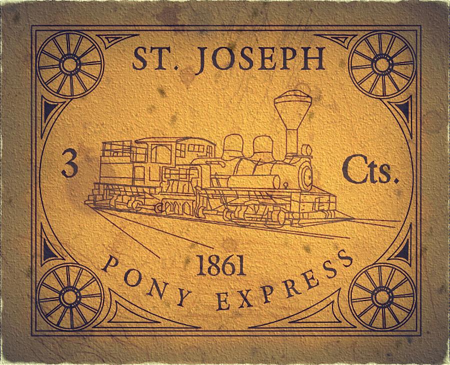 1861 St. Joseph Pony Express - Three Cents - Mail Art Post Digital Art by Fred Larucci